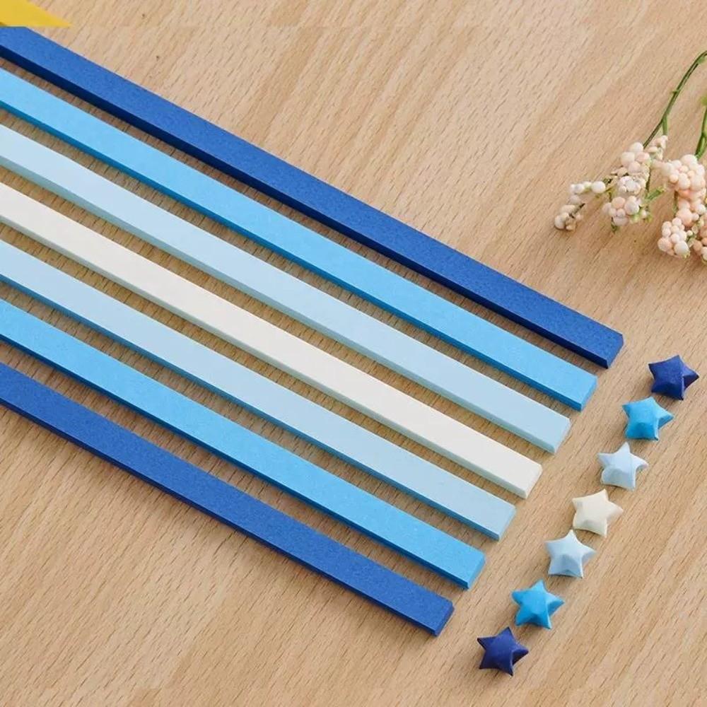 Paper Star Five Pointed Star Bottle Gift Box Kawaii DIY Origami Stars Paper Strips Gradient Blue Decorative Paper