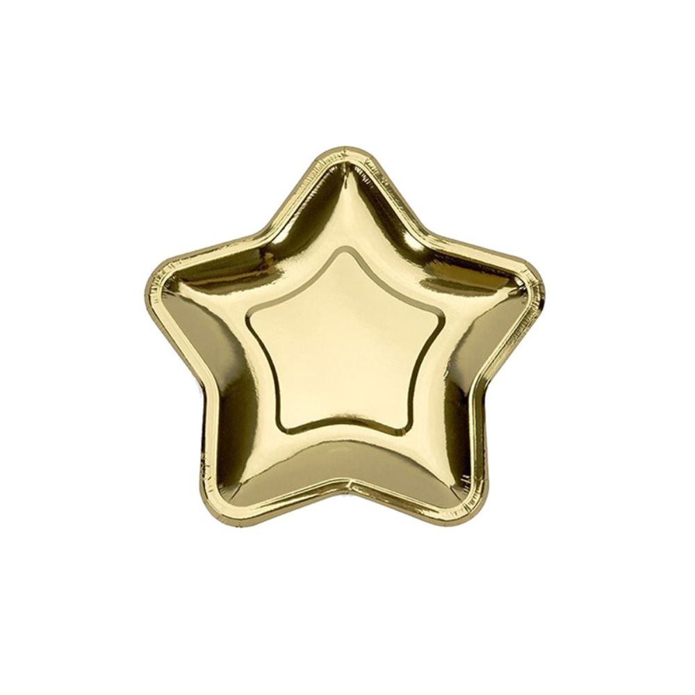 10pcs Disposable Christmas Plate Paper Plate Golden Silver Cake Tray Dinner Plate  Party Supplies