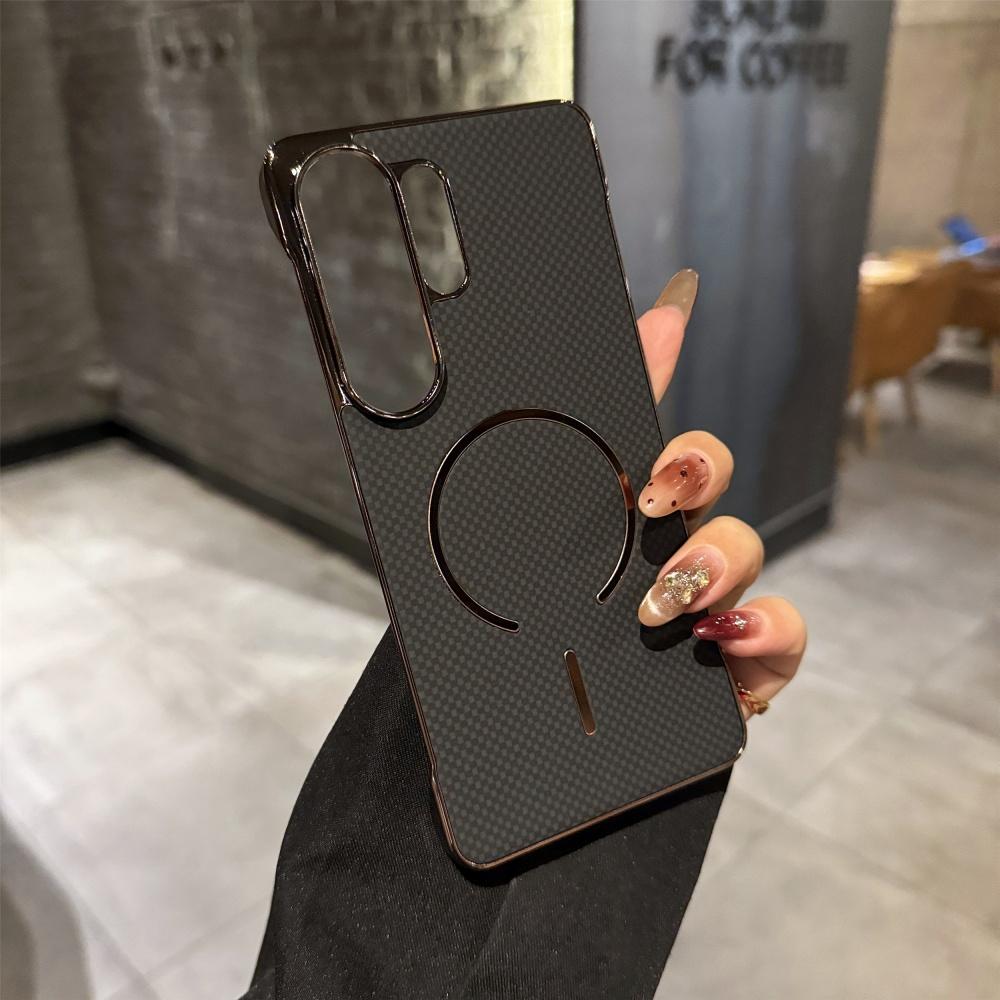 Carbon Fiber Kevlar Texture For Magsafe Magnetic Phone Case For Samsung S26 S25 S24 Plus Ultra Wireless Charge Borderless Cover