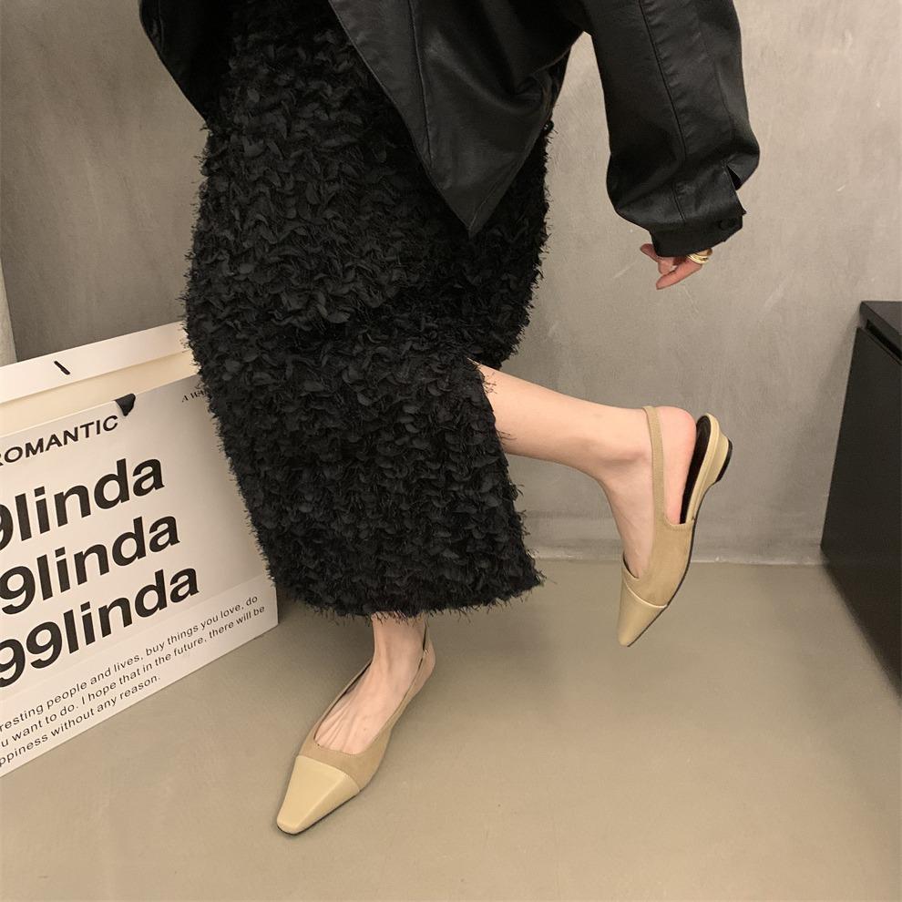 Retro French Bag Head Sandals Spring and Summer Flat Bottom Sandals Black Shoes Xiaoxiangfeng Women's Shoes Korean Version of Design Single Shoes