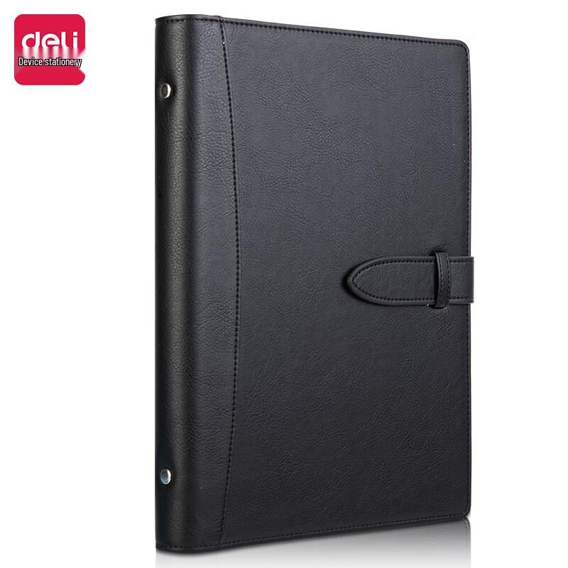 Deli 16K 100-Sheet Loose-Leaf Leather Notebook with Buckle
