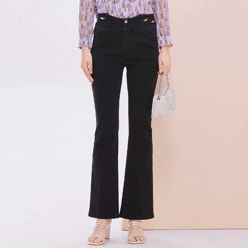 

JESSIE Women s High-Waist Bootcut Pants with Metal Detail