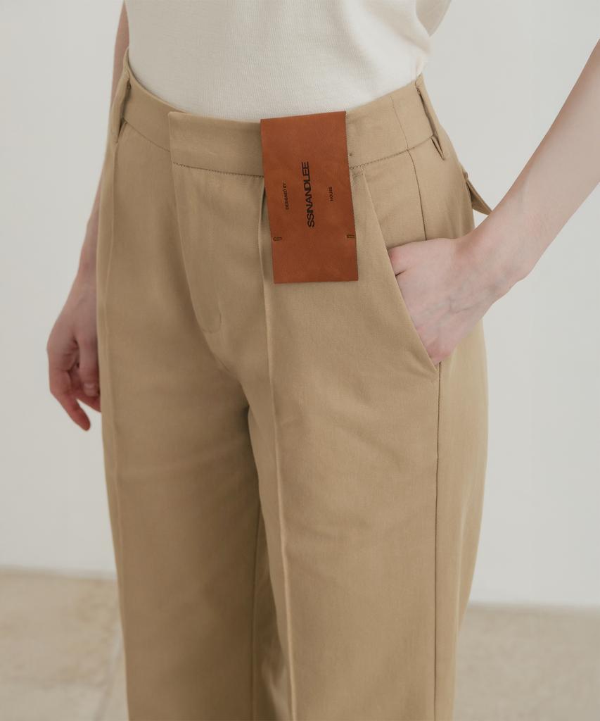 SSIN AND LEE (W) Classy Pintuck Cotton Pants Beige