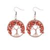 Handmade Vintage Wire-Wrapped Natural Stone Crystal Tree of Life Earrings E19