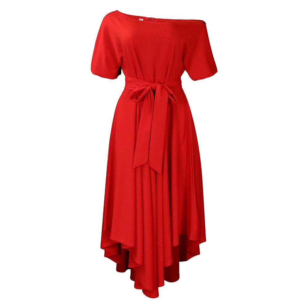 

Большой размер, женское модное однотонное бандажное платье, женское элегантное цельное свободное платье с короткими рукавами и круглым воротником S оранжевый