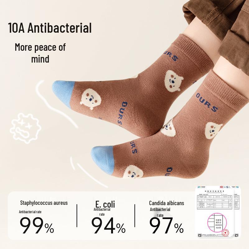 Spring & Autumn A-Class Odor-Resistant Antibacterial Cotton Mid-Calf Socks for Boys