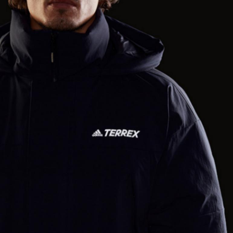 Adidas Outdoor Sports Mid-Length Hooded Down Jacket Men Outerwear Navy-Blue GE9931