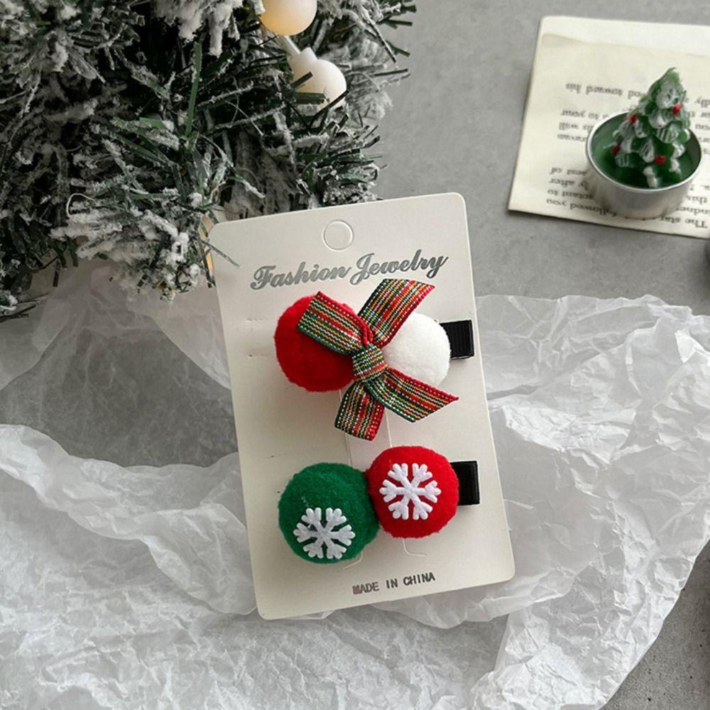 Bow Santa Claus Hairpin Christmas Hat Small Hair Clip Cute Christmas Hair Clip  Hair Accessories