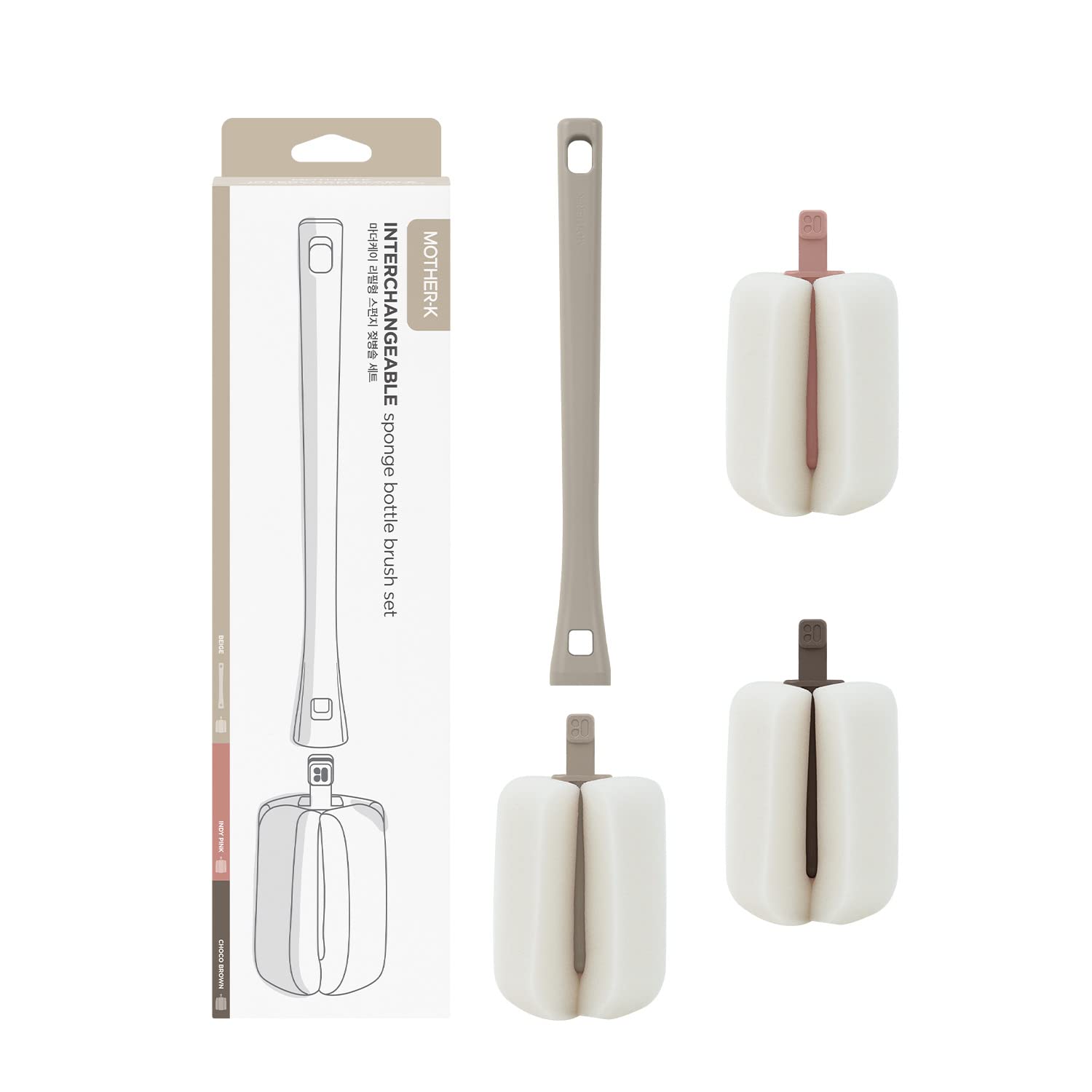 

Genuine Baby Bottle Foaming Sponge Set Brush Head 3 Replacement Brush Approximately 30 x Beige 109662 MOTHER-K Brush, High-Adhesion (1 + Heads), 5cm, бежевый