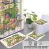 4pcs Easter Cartoon Rabbit Cross Print Bathroom Set 180x180 Waterproof Shower Curtain 12 Hooks Floor Mat Toilet Mat U-Shaped Mat