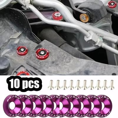 10 Piezas M6 Sujetadores Modificados para Coche Arandela para Guardabarros Tornillo JDM Junta Tornillos Cóncavos de Aluminio para Guardabarros de Barro Parachoques Motor Accesorios para Coche