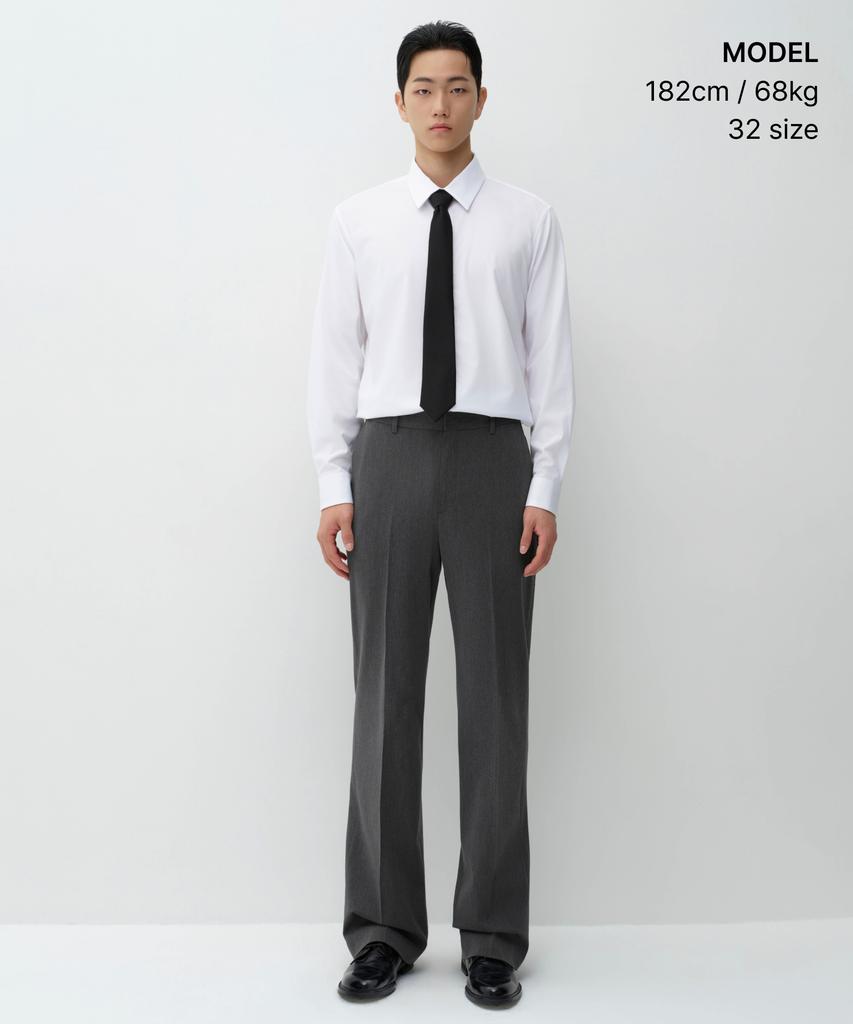 MUSINSA STANDARD New Wide Hidden Banding Slacks [Medium Gray]