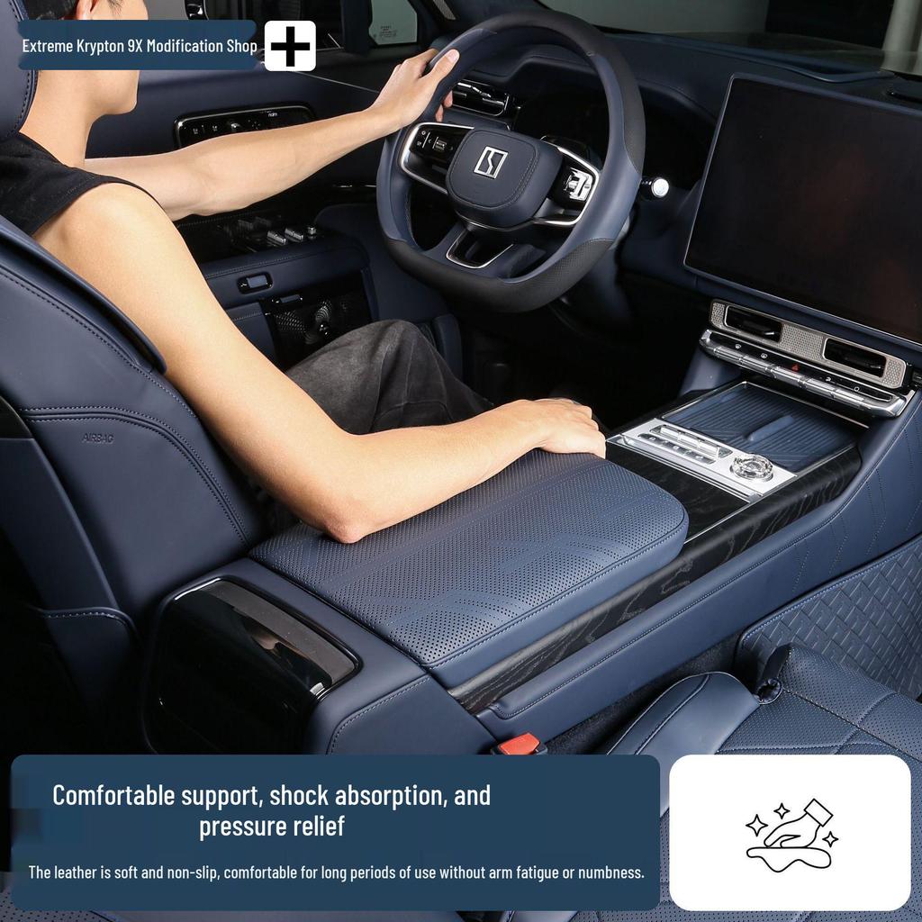Zeekr 9X Armrest Box Leather Cover: Scratch-Resistant, Memory Foam Padding, Interior Modification Accessory