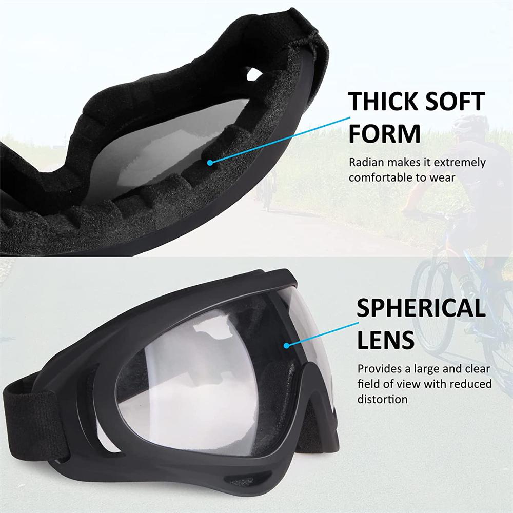 1PC Motorcycle Goggles For Over Glasses UV400 Anti-Fog Shatterproof Clear Lenses