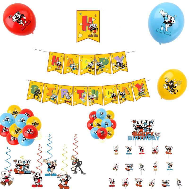 Cuphead Themed Birthday Party Decorations Set With Tea Cup Head Design Vibrant Paper Material