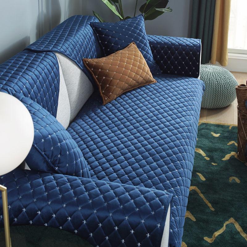 Tlustý prošívaný plyšový potah na pohovku Jednobarevný Elegantní luxusní sametová pohovka Ručník Vyšívací Potah na pohovku do obývacího pokoje