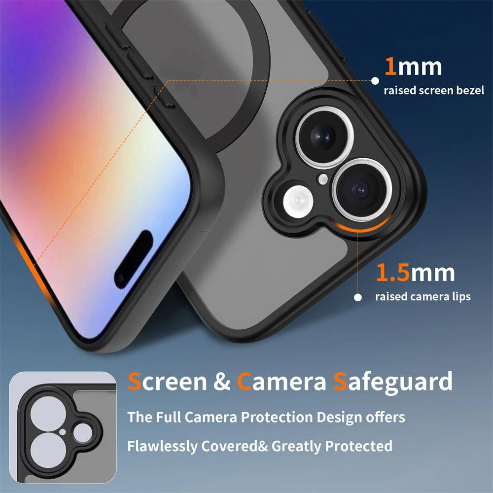 Luxus Matte Transparente Hülle Für iPhone 16 Pro Max Plus 15 14 13 12 mini 11 Magsafe Kabelloses Laden Stoßfeste Abdeckung