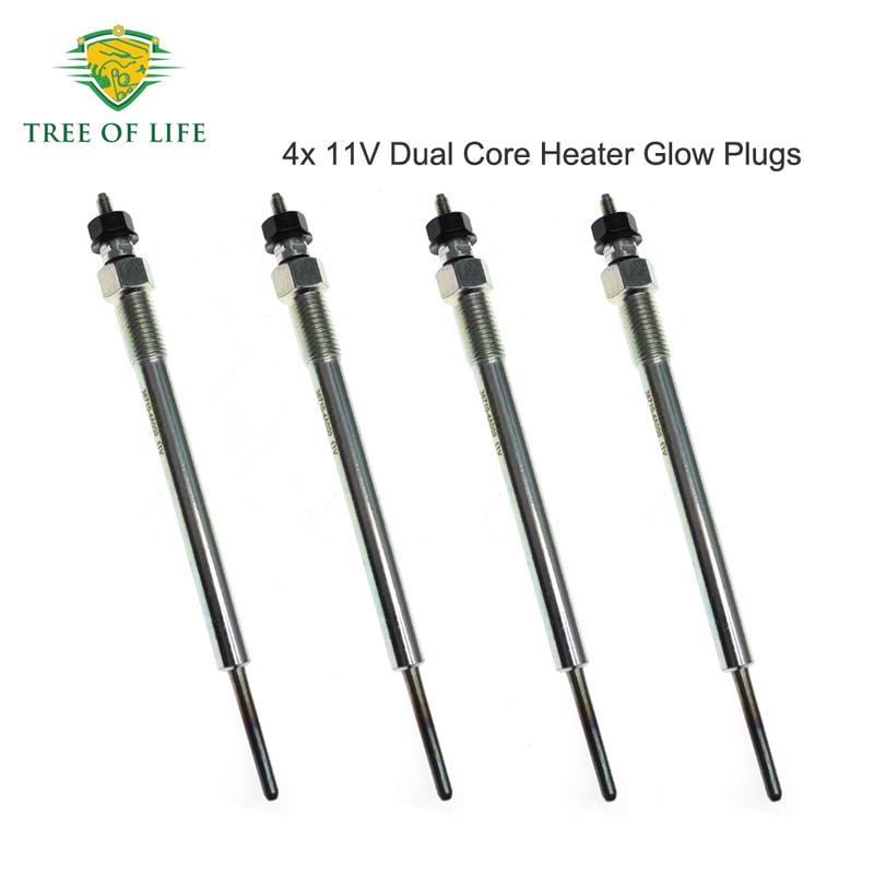4x 11V Dual Core Heater Glow Plugs For HYUNDAI H-1 H1 Grand Starex 2.5 CRDi D4CB 2003-2007 36710-4A000 367104A710 0250213006