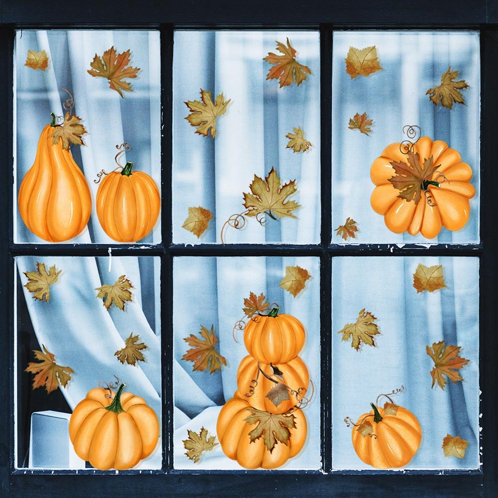 Thanksgiving Electrostatic Sticker Pumpkin Leaf CT4016-ZC Window Decorative Wall Sticker