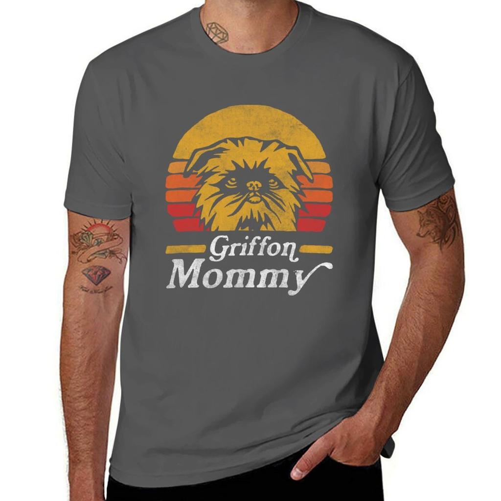Retro Vintage Brussels Griffon Mommy TShirt Plus Size Basic Cotton TShirt