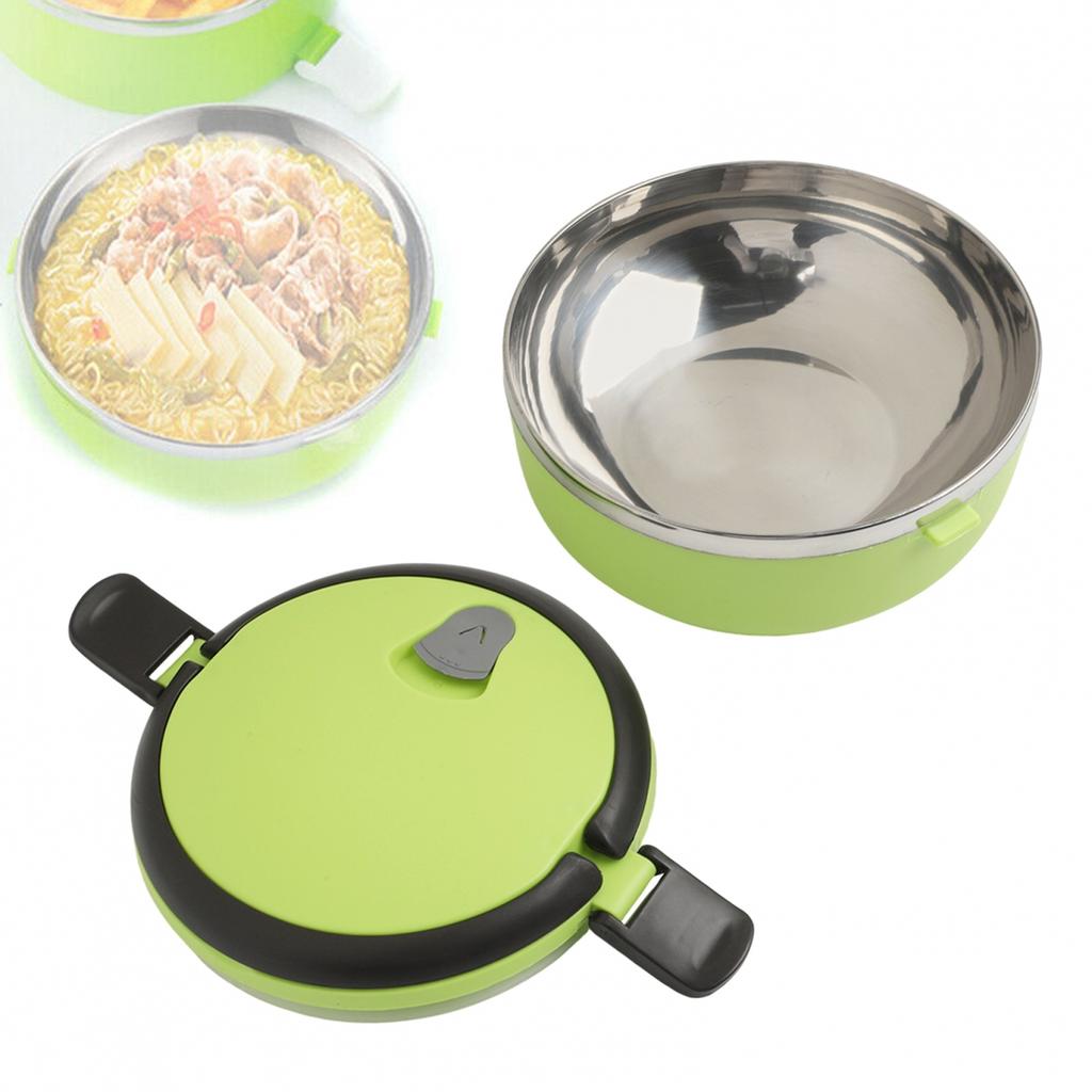Stainless Steel Round 1 Layer Insulated Food Thermal Containers Lunch Box Case