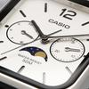 Casio CASIO Standard Moon Phase Analog Men's Watch MTP-M305L-7AV Black Leather Band Silver Overseas Model