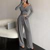 Women's Sexy Slim Fit Two-Piece Set Long Sleeve with Pants
