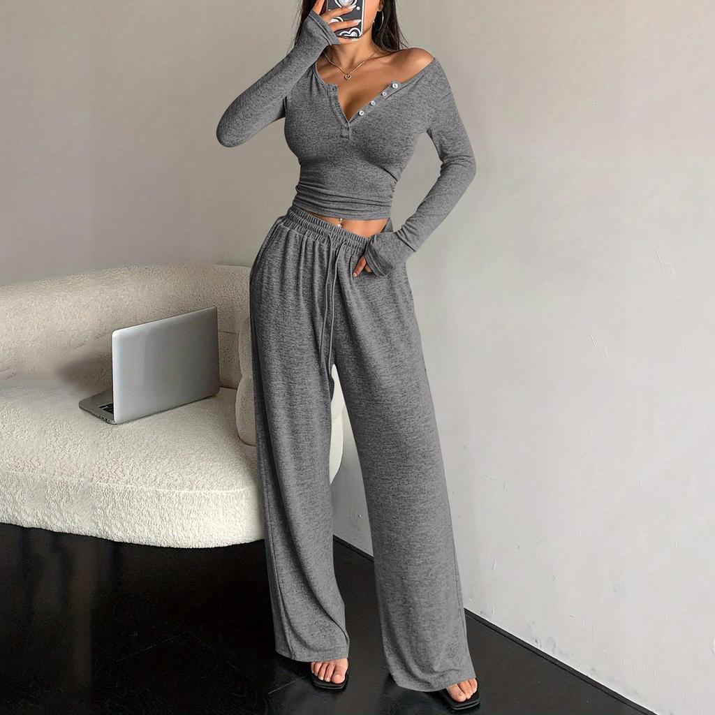 Women's Sexy Slim Fit Two-Piece Set Long Sleeve with Pants