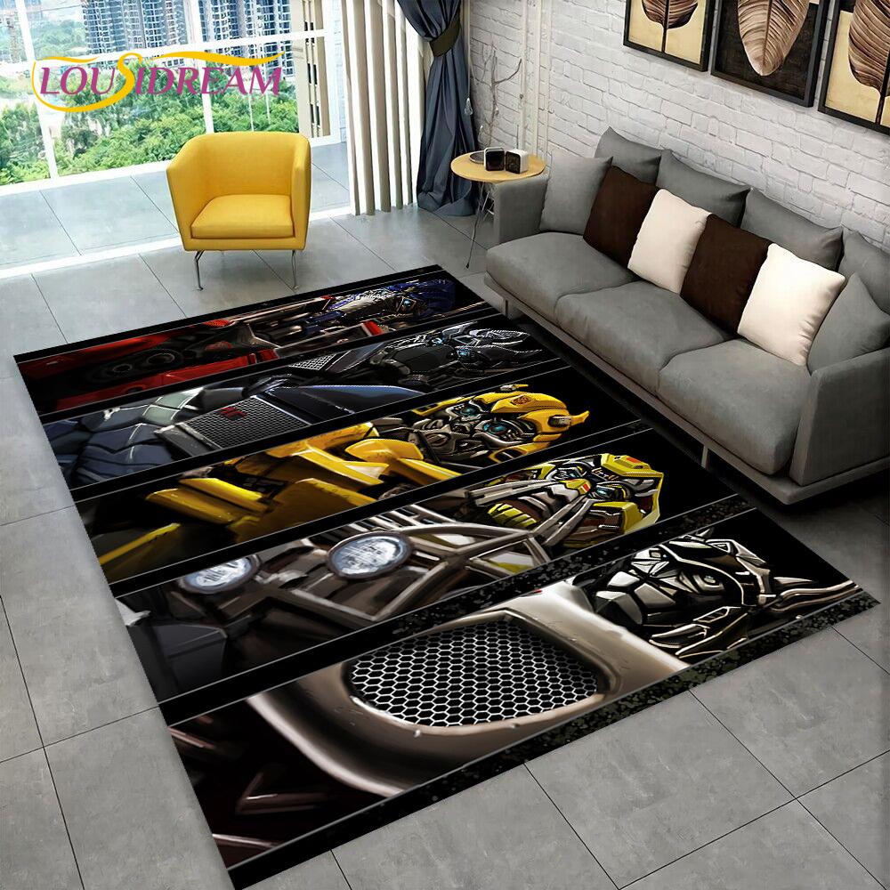 3D Transformers Cartoon Autobots Teppich für Zuhause Wohnzimmer Schlafzimmer Sofa Fußmatte Dekoration, Kinderzimmer Teppich Rutschfeste Bodenmatte Geschenk