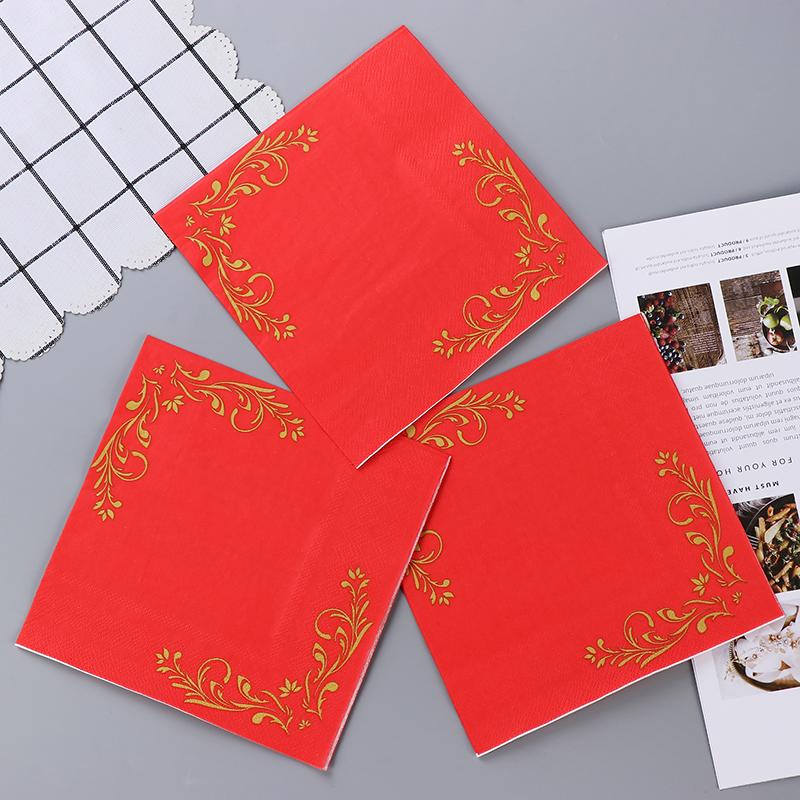 20 stuks/Pak 33*33cm 2-Laags Wegwerp Feestservet Bruiloftsceremonie Patroon