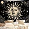 2D Sun and Moon Tapestry Black and White Celestial Wall Hanging Decor