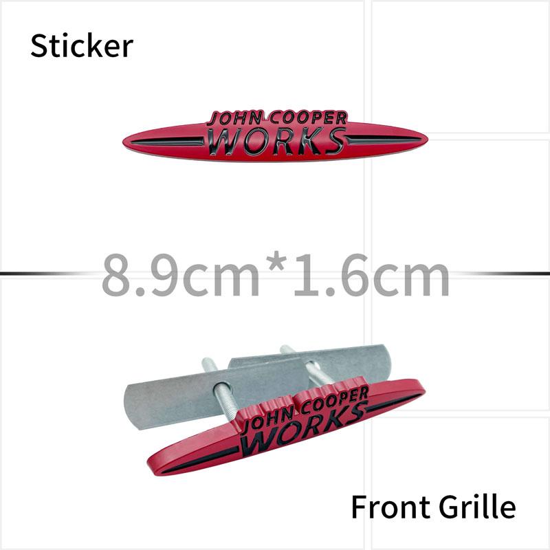 3D Chrome Metal Car Sticker John Cooper Works Emblem Decals For  Mini JCW R50 R52 R53 R55 F56 F55 F60 Fender Front Grille Logo