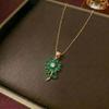 European & American Women's Zircon Flower Necklace & Rotatable Pendant Earrings Set