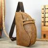 Men's Chest Bag, Retro Crazy Horse Leather, High-end Small Crossbody Bag, Clasp Design, Fashionable Single-shoulder Bag