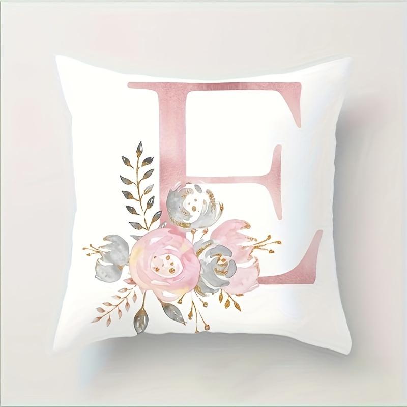 Abc Letter Floral Alphabet Decorative Pillow Cover Indoor Outdoor Party Farmhouse Home Decor Peach Skin Monogram Aesthetic Art