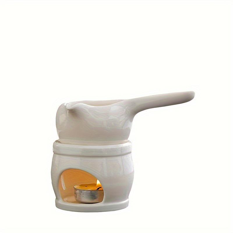 Ceramic Double Boiler Incense & Essential Oil Burner: Modern Minimalist Design for Indoor Aromatherapy, Air Purification & Odor Removal.