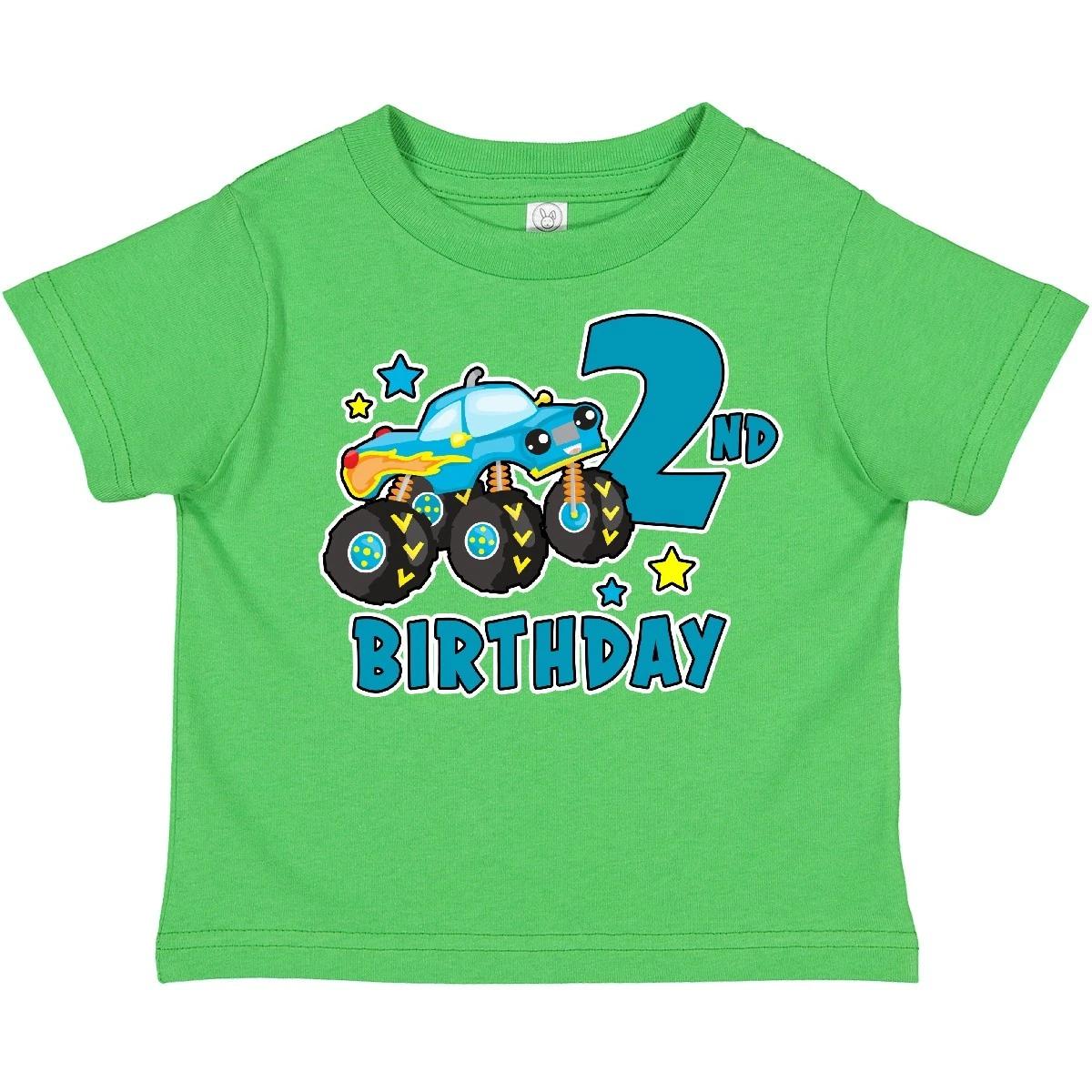 Inktastic 2nd Birthday Monster Truck Toddler kids boys T-Shirt Birthdays Trucks Second 2 140