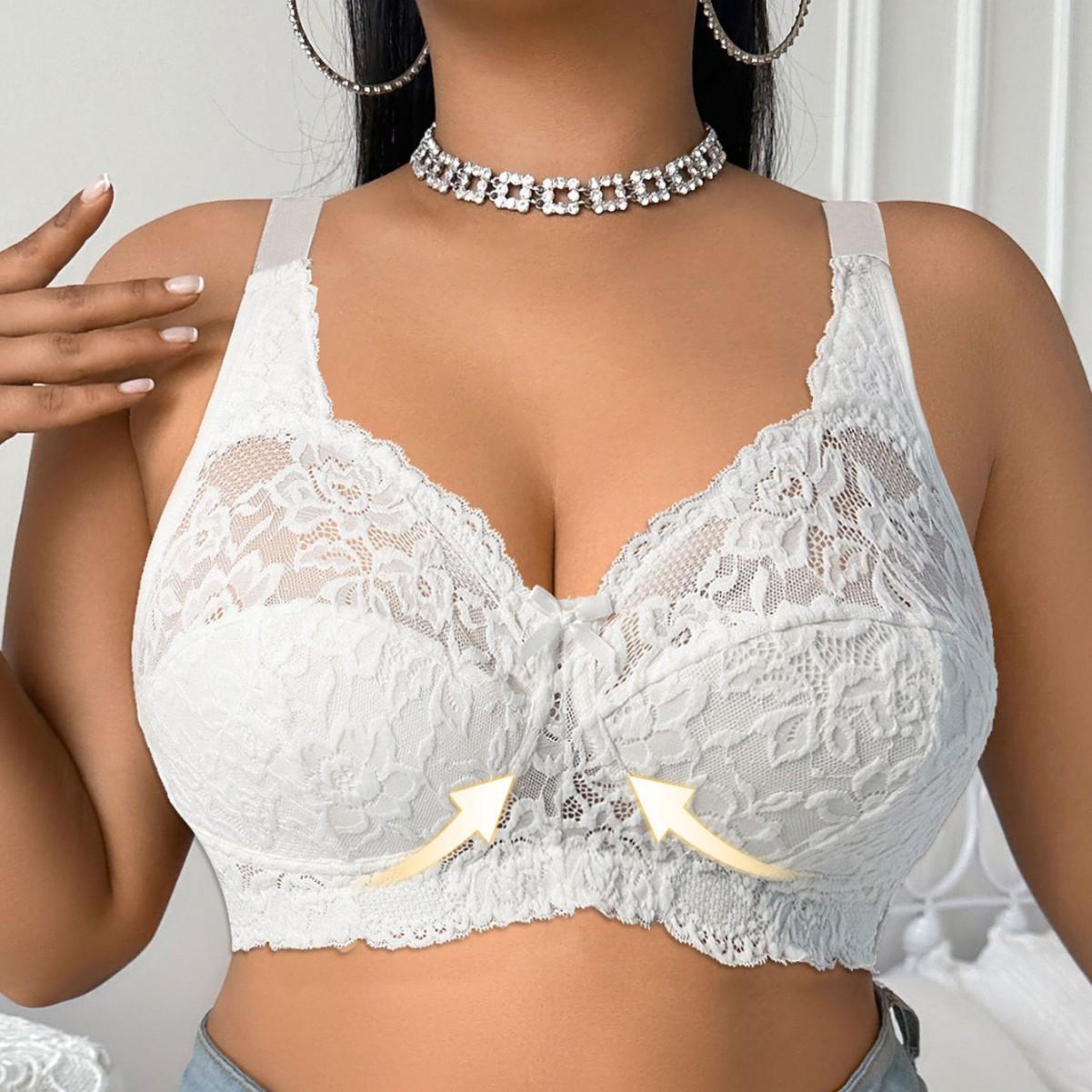 

Чистое Желание Стиль Кружевная Вышивка Удобное Нижнее Белье Боковая Поддержка Большой Размер Сексуальный Бюстгальтер 95D белый