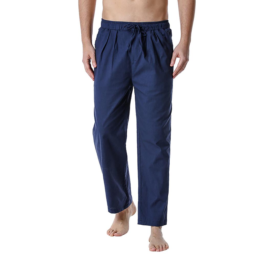 Men's Linen Loose Fitting Casual Lightweight Elastic Waist Pants Yoga Pants Loungewear