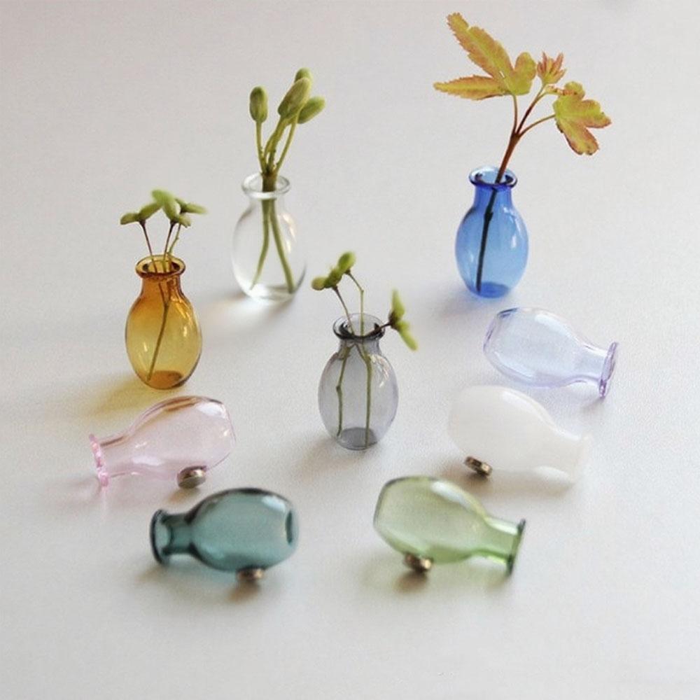 1Pc Cat Whiskers Mini Glass Vases Magnetic Tiny Vases Refrigerator Decor Small Plant Kitchen Office Cat Dog Whisker Holder Gift