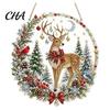 Seasonal Winter Room Decor Xmas Snowman Hanging Ornament, Round Acrylic Santa Reindeer Decorations for Home Christmas Door Sign Festive Window