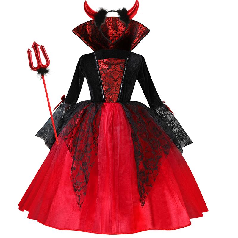 Cosplay Fille Halloween Robe Vampire Pour Enfants Mariée Fantôme Costume Vampire Tenues Carnaval Vampiran Vêtements Gothiques Écarlates