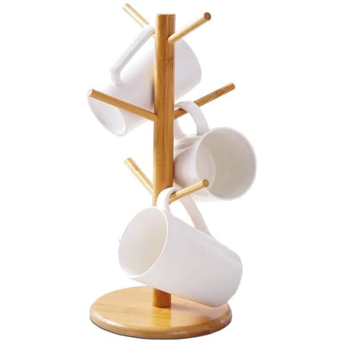 PENGQIMM Bamboo Mug Tree, Wooden Cup Stand, Drainer, Drying Coffee Cup Holder, Kitchen Storage, Drinking Cup, Tea Cup, Coffee Cup, Drying Drainer, Mug