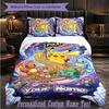Personalized 3Pcs Bedding SetPokémon Custom Text Duvet Cover Pillowcase Set Bedroom Gift
