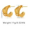 French Style Irregular C Shape 18k Gold Plated Earrings For Women