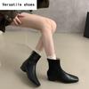 Vintage Square Toe Women Ankle Boots Fashion Elegant Soft Leather Shoes Autumn Thick Heel Laides Modern Short Booties