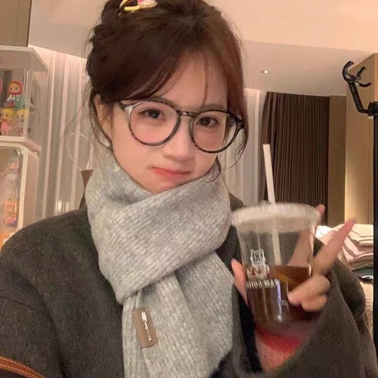 Knitted Scarf Student Scarf Ins Wind Versatile Solid Color Couple Korean Atmosphere Warm Neck Protection Scarf