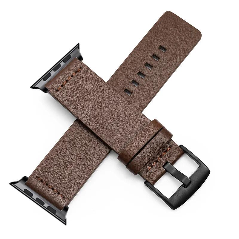Simple Genuine Leather Straps for Apple Watch Series 9 8 7 6 SE 5 4 3 Bracelet 38/40/41mm 42/44/45mm Watchbands for Iwatch Strap