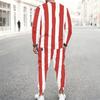 Men Heart American Flag Ocean Wave Print Long Sleeve Sweatshirt And Drawstring Jogger Pants Two Piece Outfit
