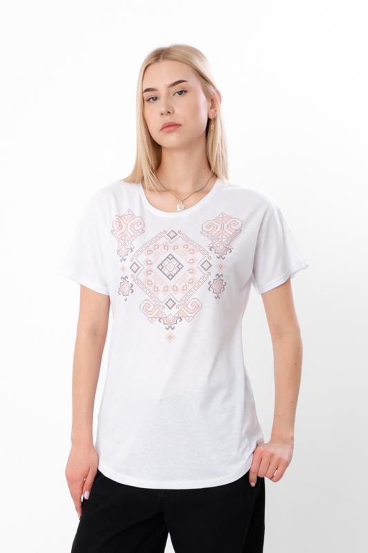 

Women’s T-Shirt with Ethnic Ornament – Soft Cotton Summer 8029-000-33 HC M екрю